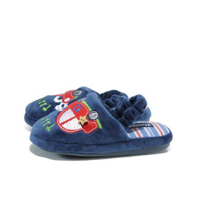 Сини анатомични детски чехли, текстилна материя - равни обувки за целогодишно ползване N 100012000