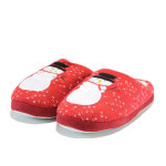 Червени анатомични дамски пантофки, текстилна материя - равни обувки за целогодишно ползване N 100011992