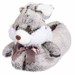 Сиви детски чехли, текстилна материя - равни обувки за есента и зимата N 100011333