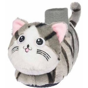 Сиви детски чехли, текстилна материя - равни обувки за есента и зимата N 100011324