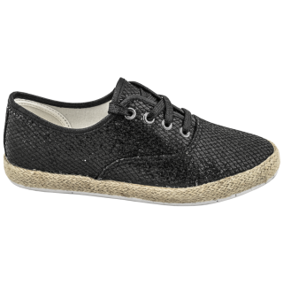 Черни спортни дамски обувки, текстилна материя с брокат - спортни кецове за целогодишно ползване N 100010322