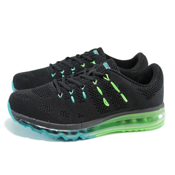 Черни мъжки маратонки, текстилна материя - спортни обувки за пролетта и лятото N 100010049