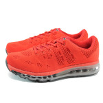Червени мъжки маратонки, текстилна материя - спортни обувки за пролетта и лятото N 100010050
