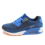 Сини мъжки маратонки, текстилна материя - спортни обувки за пролетта и лятото N 100010058