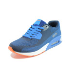 Сини мъжки маратонки, текстилна материя - спортни обувки за пролетта и лятото N 100010058