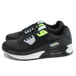 Черни мъжки маратонки, текстилна материя - спортни обувки за пролетта и лятото N 100010059