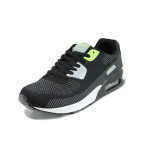Черни мъжки маратонки, текстилна материя - спортни обувки за пролетта и лятото N 100010059
