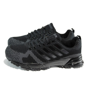 Черни мъжки маратонки, текстилна материя - спортни обувки за пролетта и лятото N 100010052