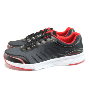 Черни мъжки маратонки, текстилна материя - спортни обувки за пролетта и лятото N 100010057