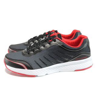 Черни мъжки маратонки, текстилна материя - спортни обувки за пролетта и лятото N 100010057