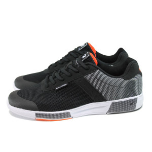 Черни мъжки маратонки, текстилна материя - спортни обувки за пролетта и лятото N 100010060