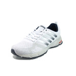 Бели мъжки маратонки, текстилна материя - спортни обувки за пролетта и лятото N 100010053