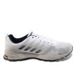 Бели мъжки маратонки, текстилна материя - спортни обувки за пролетта и лятото N 100010053