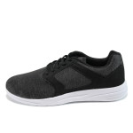 Черни мъжки маратонки, текстилна материя - спортни обувки за пролетта и лятото N 100010064