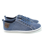 Сини мъжки спортни обувки, текстилна материя - спортни кецове за пролетта и лятото N 100010302
