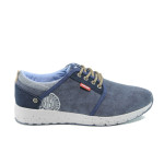 Сини мъжки обувки, текстилна материя - всекидневни обувки за пролетта и лятото N 100010411