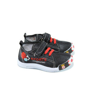 Черни анатомични детски кецове, текстилна материя - спортни кецове за пролетта и лятото N 100010598