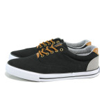 Черни мъжки спортни обувки, текстилна материя - всекидневни обувки за пролетта и лятото N 100010631