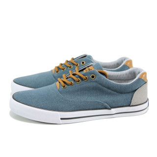 Сини мъжки спортни обувки, текстилна материя - всекидневни обувки за пролетта и лятото N 100010632
