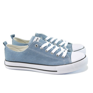 Светлосини мъжки спортни обувки, текстилна материя - всекидневни обувки за пролетта и лятото N 100010620