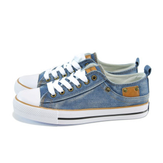 Сини детски кецове, текстилна материя - всекидневни обувки за лятото N 100010953