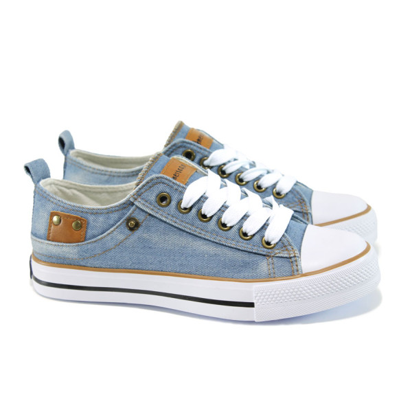 Сини детски кецове, текстилна материя - всекидневни обувки за лятото N 100010952