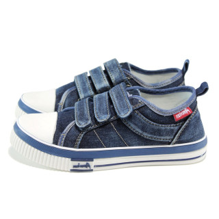 Сини дамски кецове, текстилна материя - всекидневни обувки за пролетта и лятото N 100010962