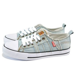 Светлосини дамски кецове, текстилна материя - всекидневни обувки за пролетта и лятото N 100010990