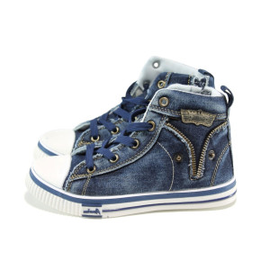 Тъмносини детски кецове, текстилна материя - спортни кецове за пролетта и лятото N 100010932