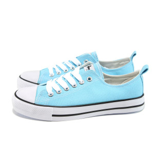 Светлосини дамски кецове, текстилна материя - всекидневни обувки за пролетта и лятото N 100010966