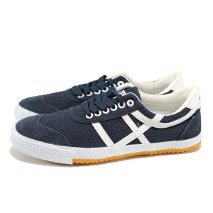 Сини мъжки маратонки, текстилна материя - спортни кецове за целогодишно ползване N 100011156