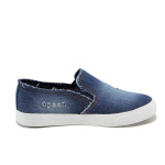 Сини дамски обувки с равна подметка, текстилна материя - всекидневни обувки за пролетта и лятото N 100011203