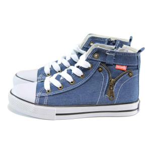 Тъмносини детски кецове, текстилна материя - спортни кецове за пролетта и лятото N 100011217