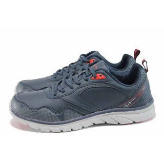 Сини мъжки маратонки, здрава еко-кожа - всекидневни обувки за есента и зимата N 100011400
