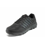 Черни мъжки маратонки, здрава еко-кожа - всекидневни обувки за есента и зимата N 100011408