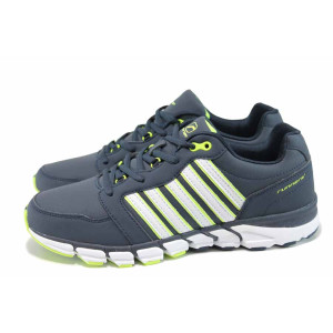 Сини мъжки маратонки, здрава еко-кожа - всекидневни обувки за есента и зимата N 100011407