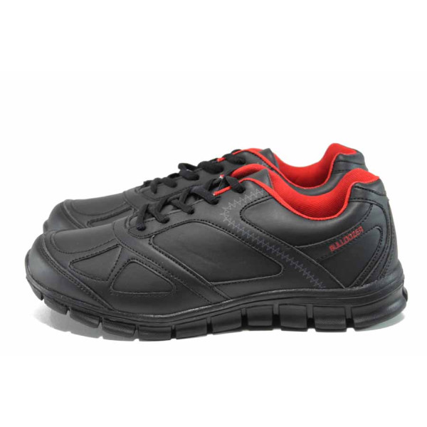 Черни мъжки маратонки, здрава еко-кожа - всекидневни обувки за есента и зимата N 100011399