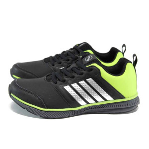 Черни дамски маратонки, здрава еко-кожа - всекидневни обувки за есента и зимата N 100011398