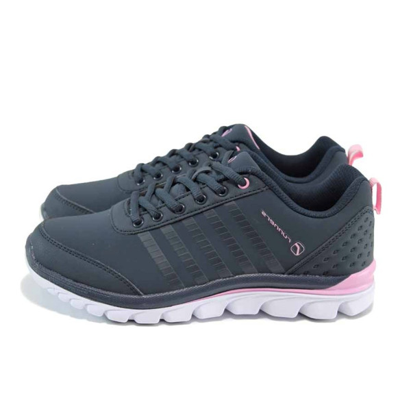 Розови дамски маратонки, здрава еко-кожа - всекидневни обувки за есента и зимата N 100011394