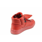Червени детски кецове, здрава еко-кожа - всекидневни обувки за есента и зимата N 100011385