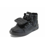 Черни детски кецове, здрава еко-кожа - всекидневни обувки за есента и зимата N 100011384