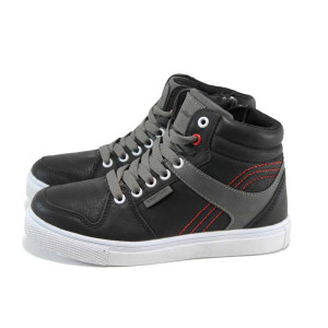 Черни детски кецове, здрава еко-кожа - всекидневни обувки за есента и зимата N 100022995