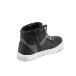 Черни детски кецове, здрава еко-кожа - всекидневни обувки за есента и зимата N 100011383