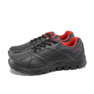 Черни дамски маратонки, здрава еко-кожа - всекидневни обувки за есента и зимата N 100011393