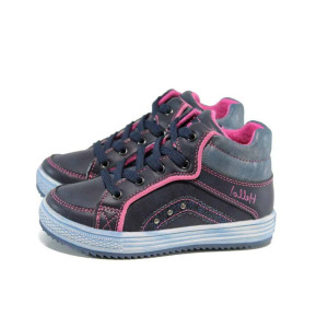 Сини детски кецове, здрава еко-кожа - спортни кецове за есента и зимата N 100011519