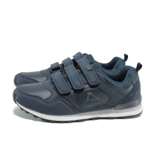 Сини дамски маратонки, здрава еко-кожа - всекидневни обувки за есента и зимата N 100011502