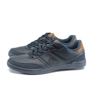 Сини мъжки спортни обувки, здрава еко-кожа - всекидневни обувки за есента и зимата N 100011507