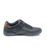 Сини мъжки спортни обувки, здрава еко-кожа - всекидневни обувки за есента и зимата N 100011507