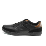 Черни мъжки спортни обувки, здрава еко-кожа - всекидневни обувки за есента и зимата N 100011508