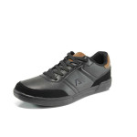 Черни мъжки спортни обувки, здрава еко-кожа - всекидневни обувки за есента и зимата N 100011508